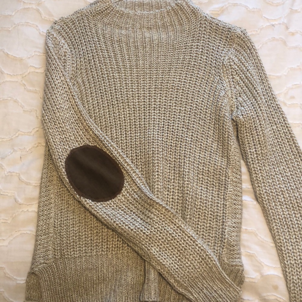Mock Neck Elbow Patch Sweater